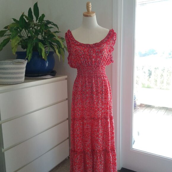 Max Studio - Red Floral Maxi Dress (L) - Picture 7 of 10